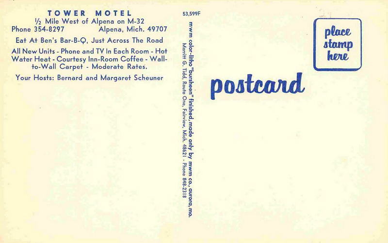 Tower Motel - Old Postcard